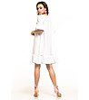 Бяла рокля с 3/4 ръкави Elina-1 снимка