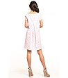Памучна рокля в бяло и розово със зигзаг принт Hana-1 снимка