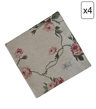 Комплект от 4 памучни салфетки с флорален принт Gloria снимка