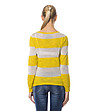 Фин дамски пуловер в жълто и бежово със златисти нишки-1 снимка