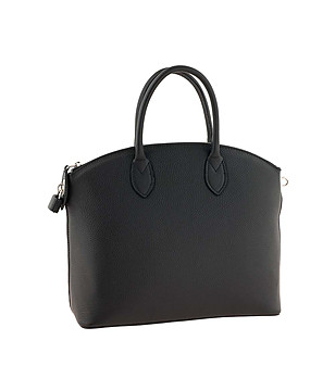 Дамска елегантна кожена чанта в черно Netty снимка