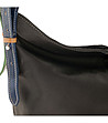 Черна кожена дамска чанта с контрастни елементи Mona-2 снимка