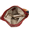 Червена кожена дамска чанта с контрастни елементи-3 снимка
