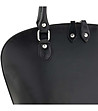 Черна кожена дамска чанта с трапецовидна форма Cloris-2 снимка