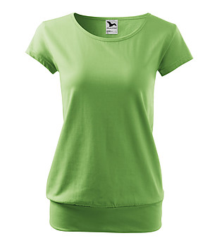 Дамска памучна зелена блуза с къс ръкав City снимка