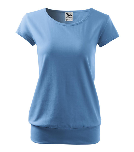 Дамска памучна синя тениска City снимка