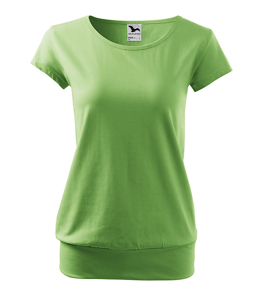 Дамска памучна зелена тениска City снимка