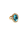 Дамски пръстен със син овален кристал-1 снимка
