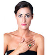 Златист пръстен със зелен овален камък-0 снимка