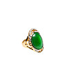 Златист пръстен със зелен овален камък-1 снимка