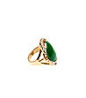 Златист пръстен със зелен овален камък-2 снимка