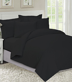 Единичен спален комплект ранфорс в черно снимка