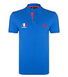 Синя памучна мъжка блуза с бродерии France-0 снимка