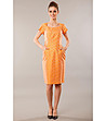 Оранжева рокля с къси ръкави-0 снимка