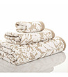 Памучна хавлия в бяло и таупе Matiss 100х150 см-1 снимка