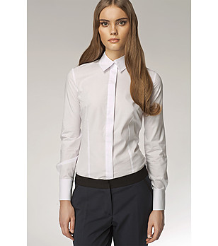 Елегантна бяла дамска риза с памук Sirene снимка