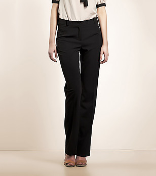 Дамски черен панталон с права линия снимка