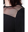 Черна дамска блуза с прозрачни елементи-2 снимка