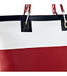 Кожена дамска чанта в бяло, червено и синьо Elrica-2 снимка