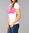Памучна дамска тениска в бял и розов цвят Kiera-2 снимка