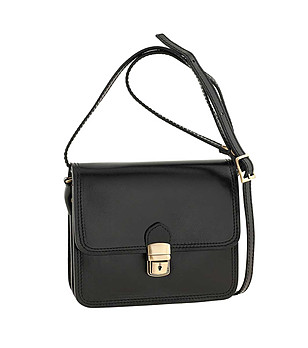 Черна дамска кожена чанта за рамо Agrigento снимка