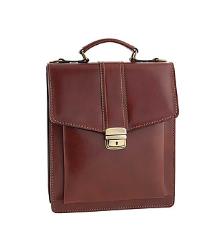 Кафява бизнес чанта Reggio с метална закопчалка снимка