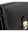 Черна дамска кожена чанта за рамо Agrigento-3 снимка