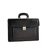 Черна кожена бизнес чанта с капак Roma-0 снимка