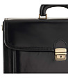 Черна кожена бизнес чанта с капак Roma-3 снимка