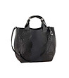 Черна дамска кожена чанта с релеф Sassari-0 снимка