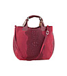 Червена дамска кожена чанта с релеф Sassari-0 снимка