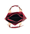 Червена дамска кожена чанта с релеф Sassari-1 снимка