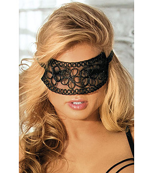 Черна еротична маска за очи с бродерия Lyn снимка