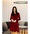 Елегантна червена рокля-2 снимка