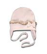 Памучна бебешка шапка в цвят екрю с панделка-0 снимка