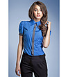Синя дамска риза със сиви кантове-0 снимка