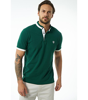Памучна мъжка блуза в тъмнозелено Vittore снимка