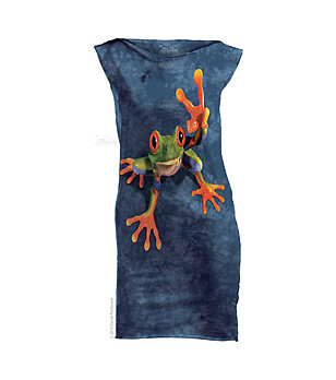 Синя рокля с принт Жаба снимка