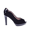 Черни дамски велурени обувки на ток-0 снимка