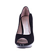 Черни дамски велурени обувки на ток-1 снимка