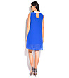 Синя рокля без ръкави с естествена коприна-1 снимка
