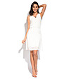 Бяла рокля с естествена коприна-0 снимка