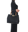 Черна кожена дамска чанта с твърди дръжки Roxana-4 снимка