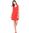 Червена рокля от лен и памук-0 снимка