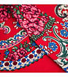 Червен шал с принт и ресни Edelina-2 снимка
