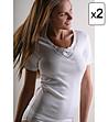 Комплект от 2 броя памучни дамски бели блузи Alice-0 снимка