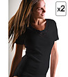 Комплект от 2 броя черни памучни дамски блузи Abigail-0 снимка