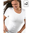 Комплект от 2 броя бели дамски памучни тениски-0 снимка