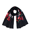 Черен дамски шал с флорален принт Gladis-0 снимка