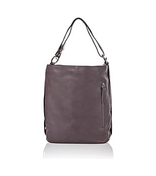 Тъмносива дамска чанта от естествена кожа Simone снимка